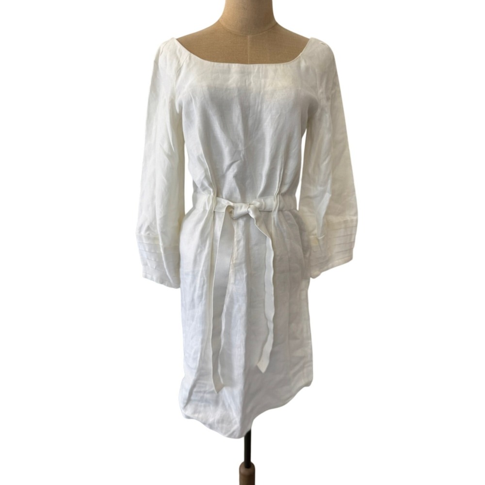 "GIORGIO ARMANI" 100% Linen Flax White‎ Dress SZ 38 (8) Milk Made Cottage Core